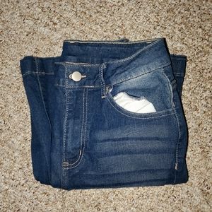 Navy Blue Ripped Bell Bottom Jeans